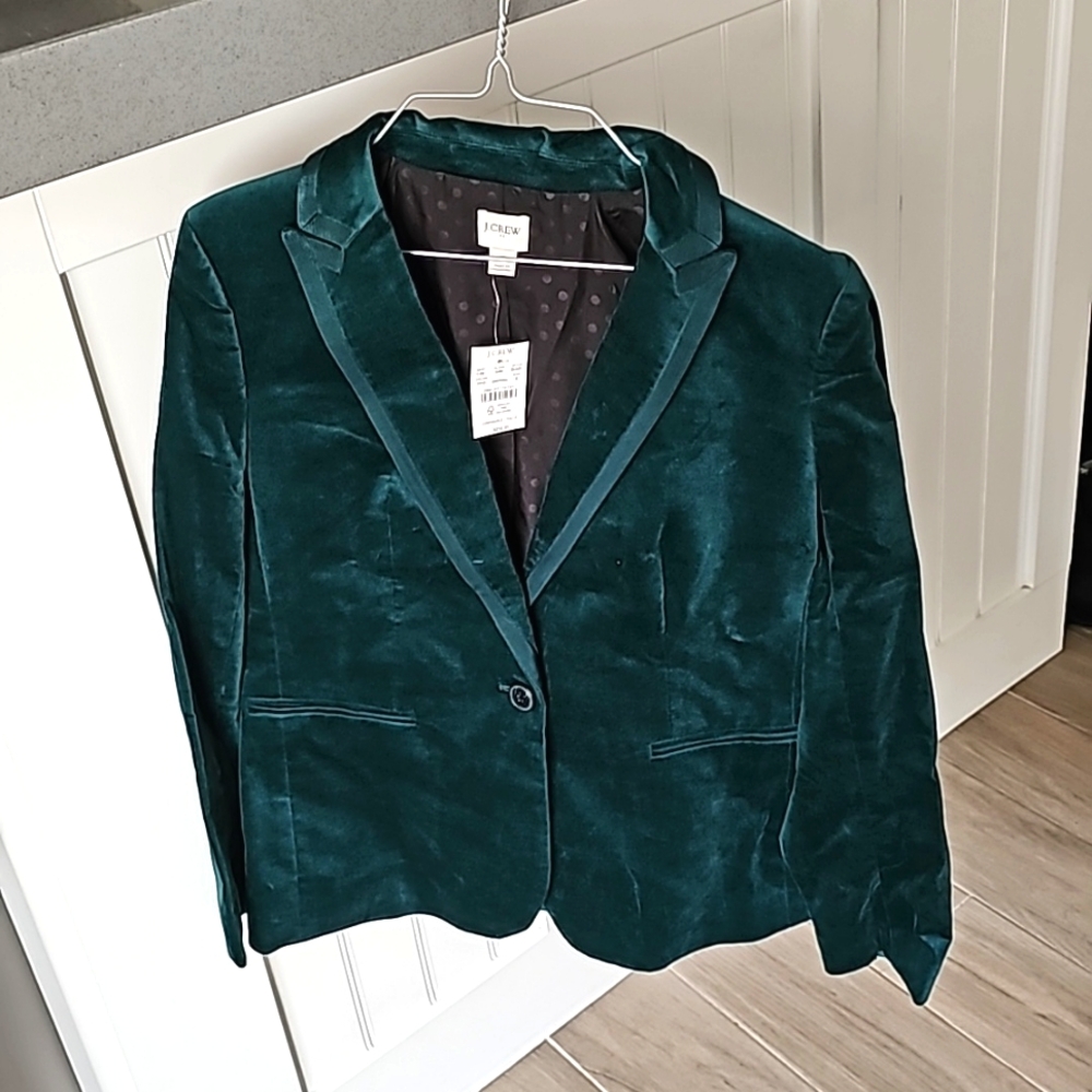 J. Crew velvet green blazer, size 6